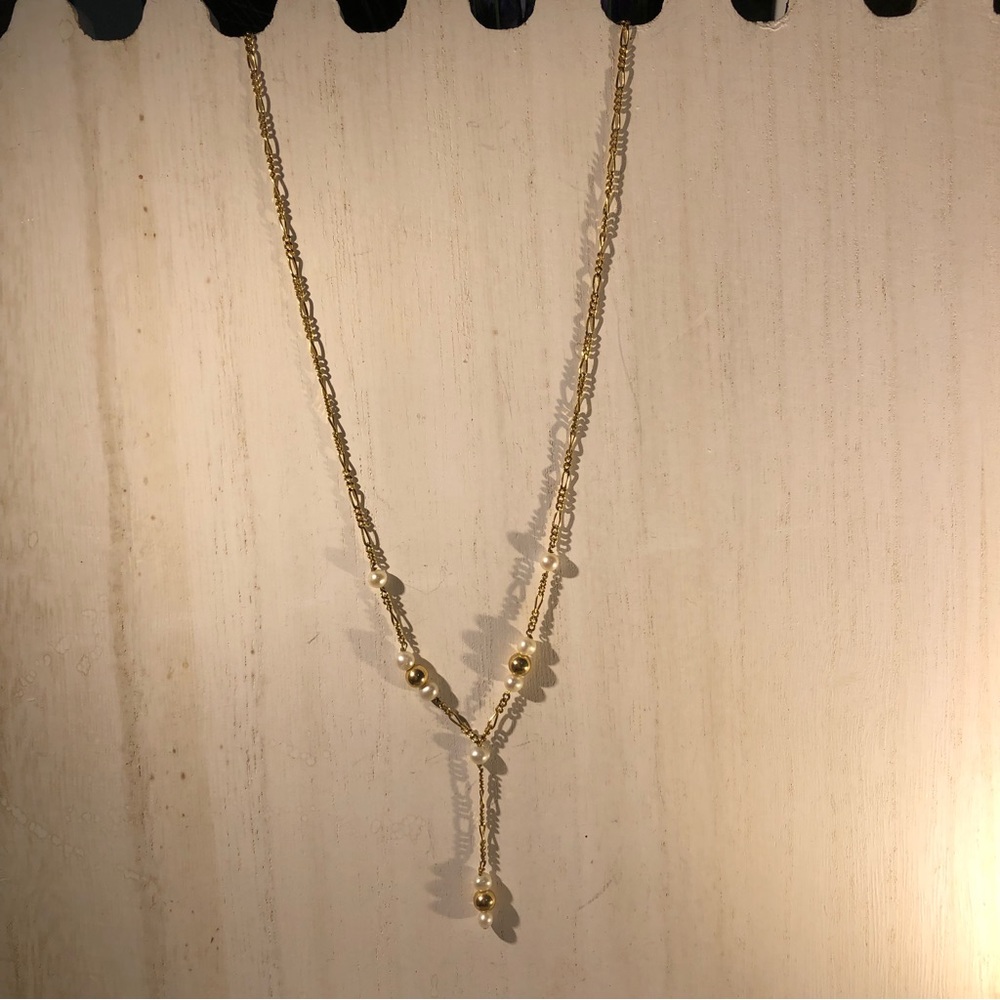 Gold Tone Pearl Necklace